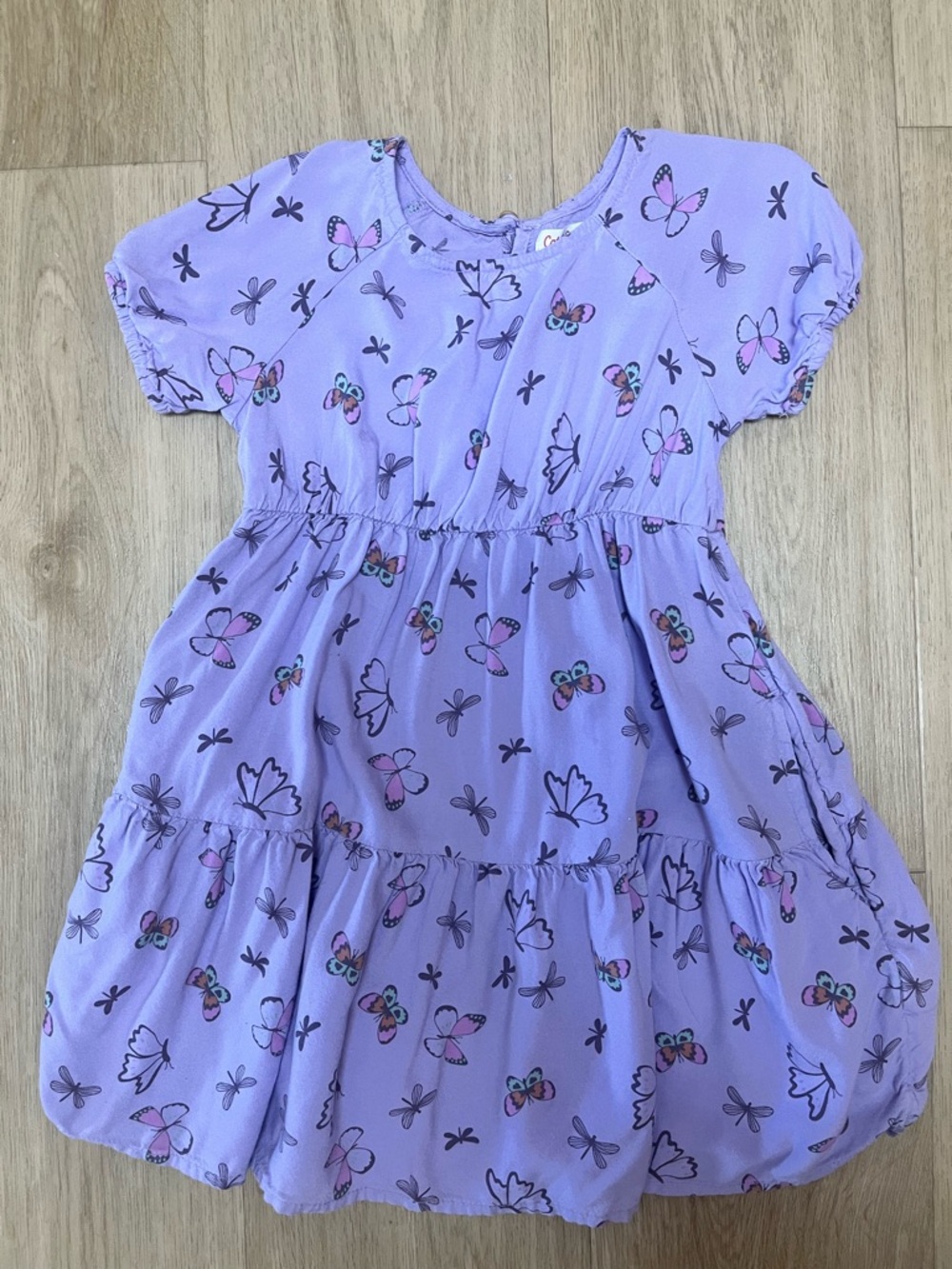 Cat & Jack Girls' Lavender Butterfly Tiered Dress